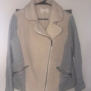 Caslon Cream and Gray Teddy Jacket